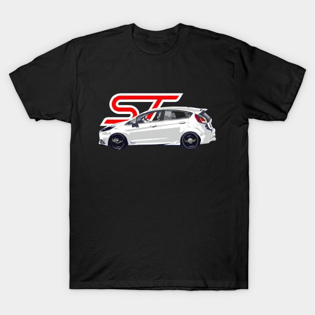 Ford Fiesta ST Oxford White Racing T-Shirt by cowtown_cowboy